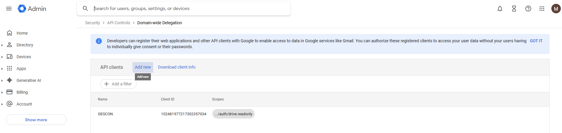 Imagen de Admin de Google DWD