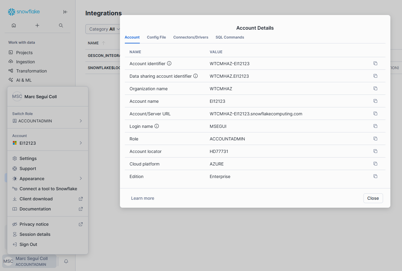 Imagen de cuenta de Snowflake