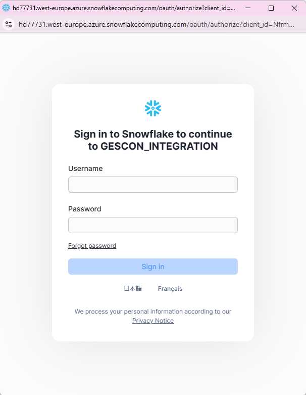 Imagen OAuth Snowflake